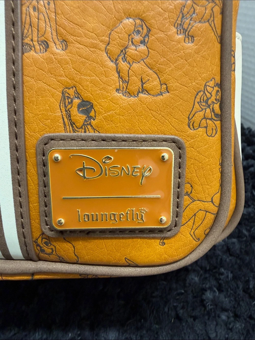Loungefly Disney tan and brown Lady and the Tramp Paw Accent Mini Backpack